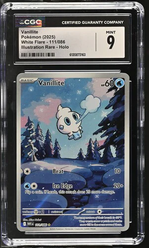VANILLITE WHITE FLARE #111/086 ILLUSTRATION RARE HOLO 2025 ENGLISH CGC 9