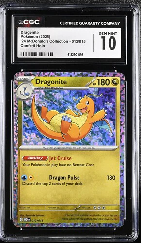 DRAGONITE 24 MCDONALD'S COLLECTION CONFETTI HOLO #012/015 2025 ENGLISH CGC GEM MINT 10
