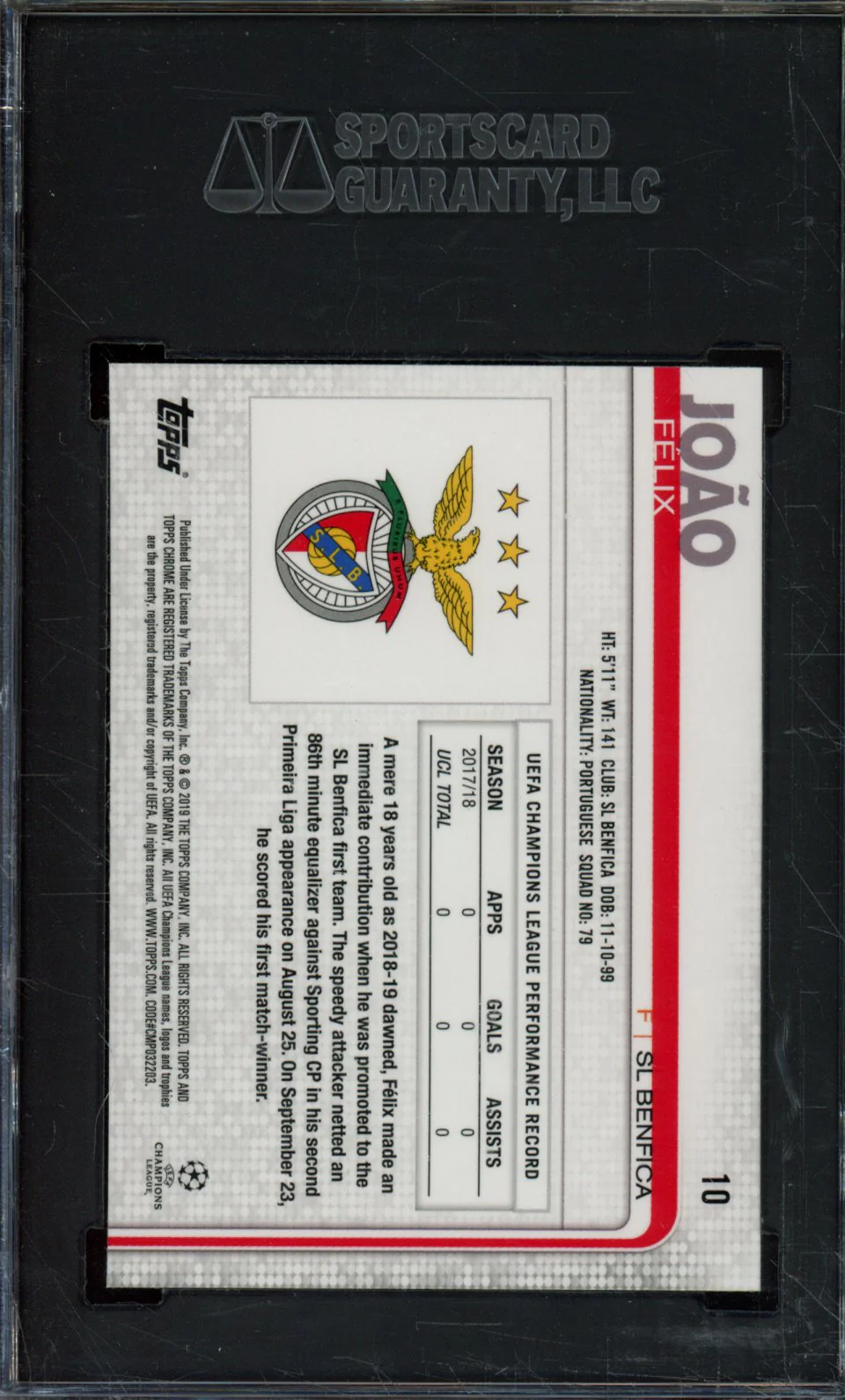 2018-19 TOPPS CHROME UEFA #10 JOAO FELIX SGC 9 - Image 2