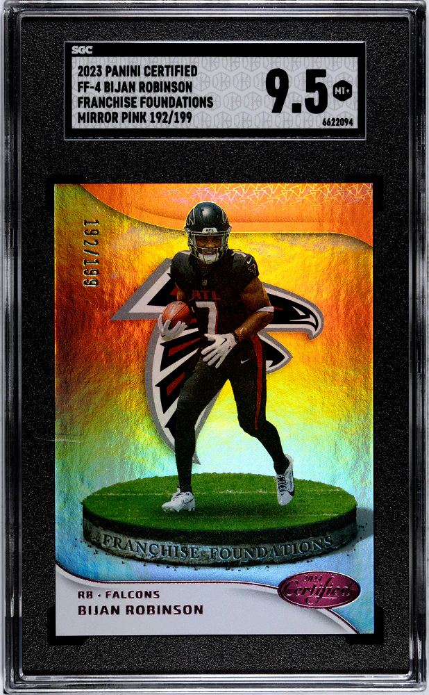 BIJAN ROBINSON #FF-4 2023 PANINI CERTIFIED FRANCHISE FOUNDATIONS MIRROR PINK /199 SGC 9.5 MT+