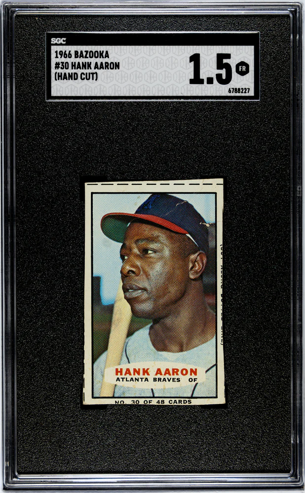 HANK AARON #30 1966 BAZOOKA (HAND CUT) SGC 1.5 FAIR