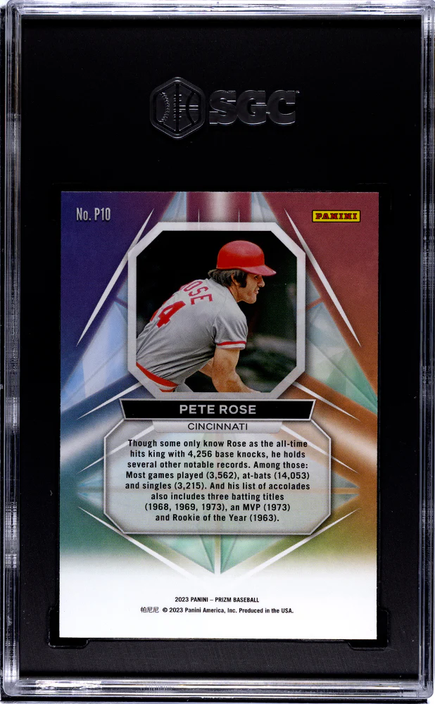 PETE ROSE #P10 2023 PANINI PRIZM PRIZMATIC SGC 9 MT - Image 2