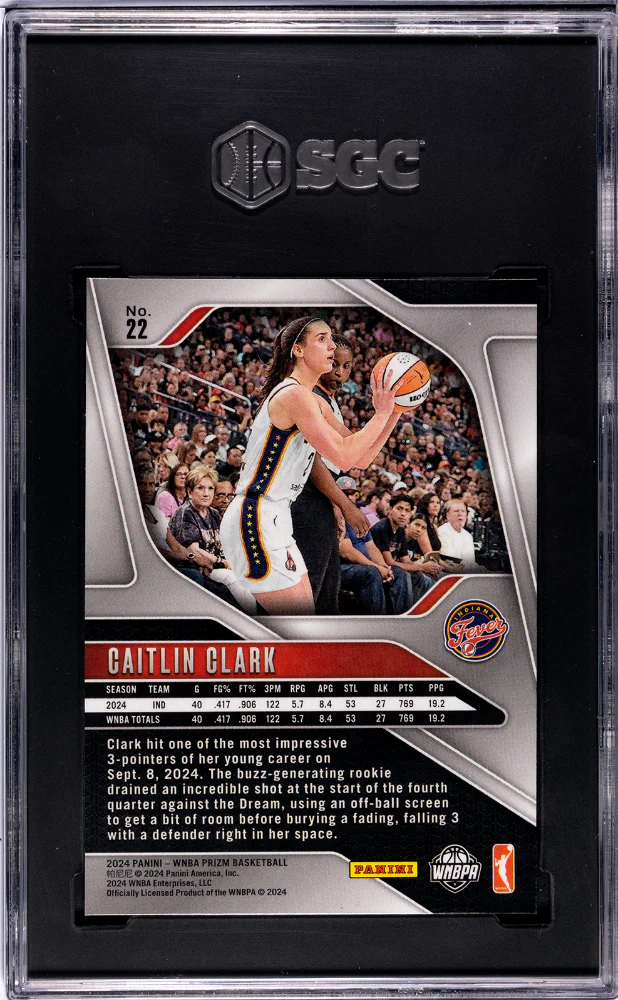 CAITLIN CLARK #22 2024 PANINI PRIZM WNBA - SGC 8.5 NM, MT+ - Image 2
