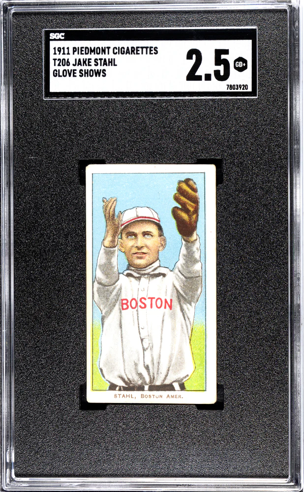 STAHL, JAKE # 1911 PIEDMONT CIGARETTES (T206) GLOVE SHOWS SGC 2.5 GOOD+