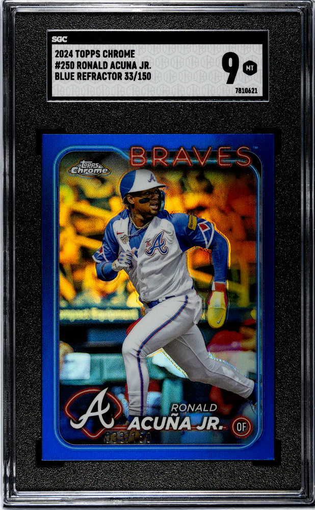 RONALD ACUNA JR. #250 2024 TOPPS CHROME BLUE REF. /150 SGC 9 MT