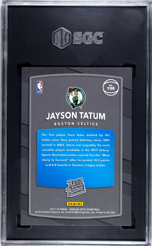 JAYSON TATUM #198 2017-18 DONRUSS OPTIC - SGC 9.5 MT+ - Image 2