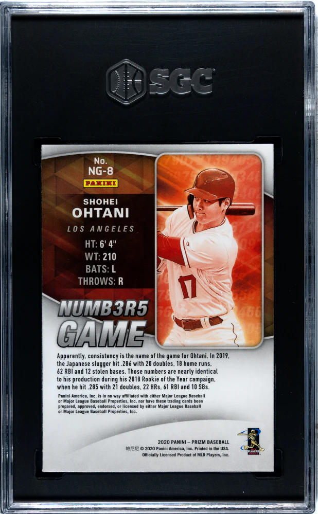 SHOHEI OHTANI #NG-8 2020 PANINI PRIZM NUMBERS GAME SGC 8.5 NM, MT+ - Image 2