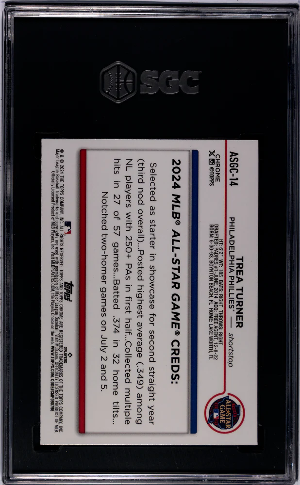 TREA TURNER #ASGC-14 2024 TOPPS CHROME UPDATE ASG SGC 9 MT - Image 2
