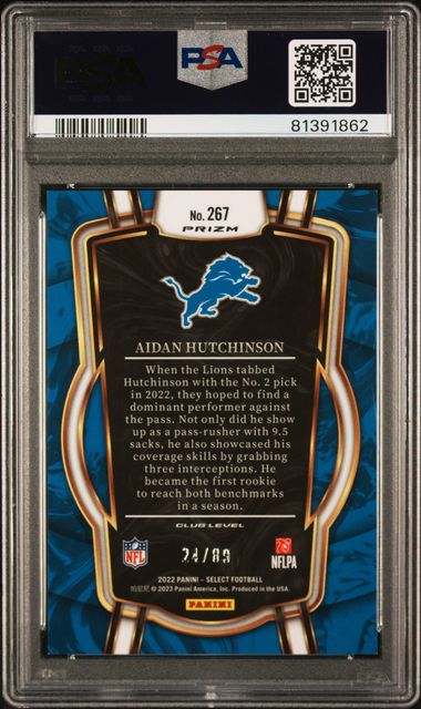 2022 PANINI SELECT #267 AIDAN HUTCHINSON DRAGON SCALE PRIZM PSA 9 - Image 2