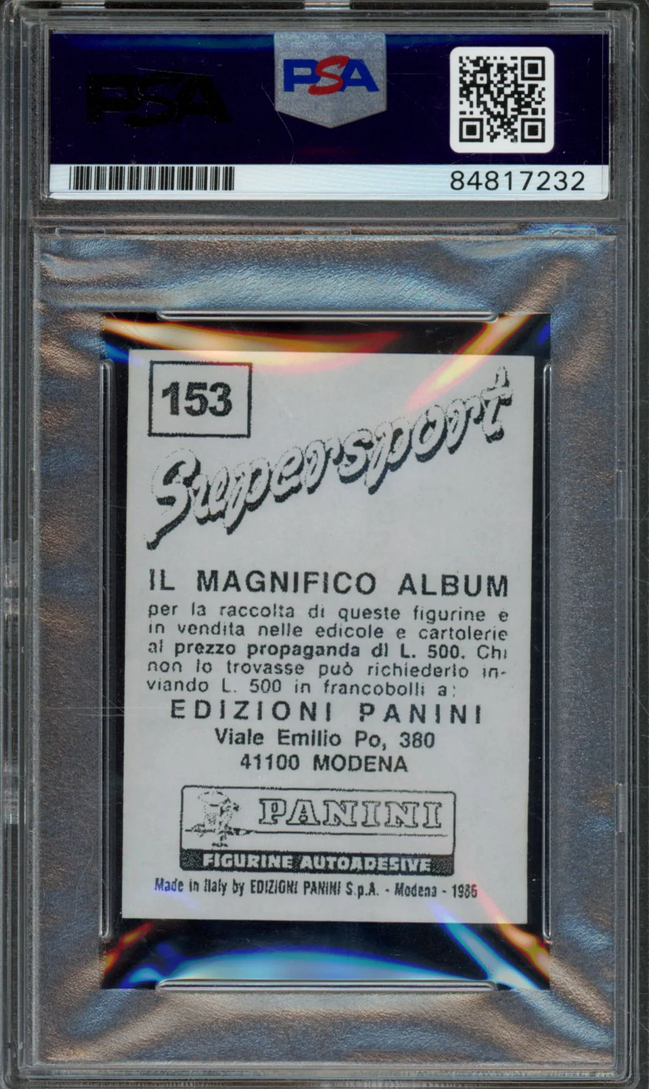 1986 PANINI SUPERSPORT MIKE TYSON #153 PSA/DNA AUTHENTIC GEM MT 10 AUTOGRAPH - Image 2