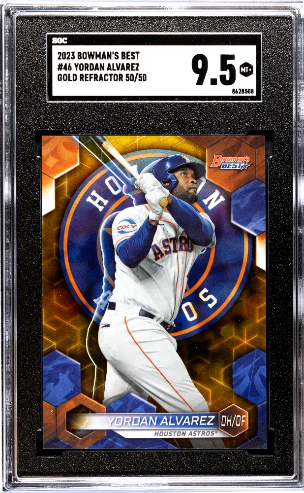 YORDAN ALVAREZ #46 2023 BOWMAN'S BEST GOLD REFRACTOR /50 SGC 9.5 MT+
