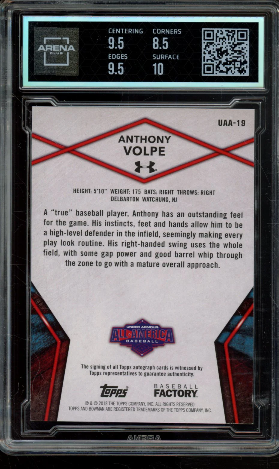 2020 BOWMAN CHROME ALL-AMERICAN GAME AUTO #UAA-19 /199 ARENA CLUB 9 AUTO 10 - Image 2
