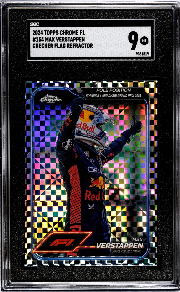 MAX VERSTAPPEN #154 2024 TOPPS CHROME F1 CHECKER FLAG REFRACTOR SGC 9 MT