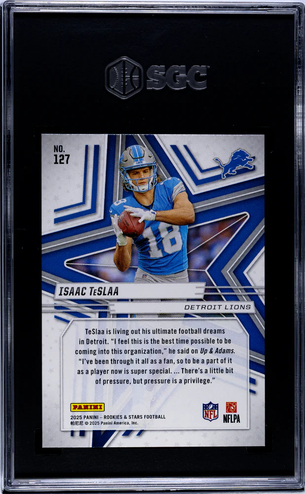 ISAAC TESLAA #127 2025 PANINI ROOKIES & STARS AUTO. SGC 10 GEM - Image 2
