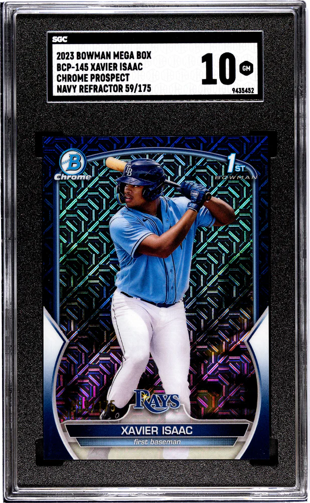XAVIER ISAAC #BCP-145 2023 BOWMAN MEGA BOX CHR. PROS. NAVY REF. /175 SGC 10 GEM