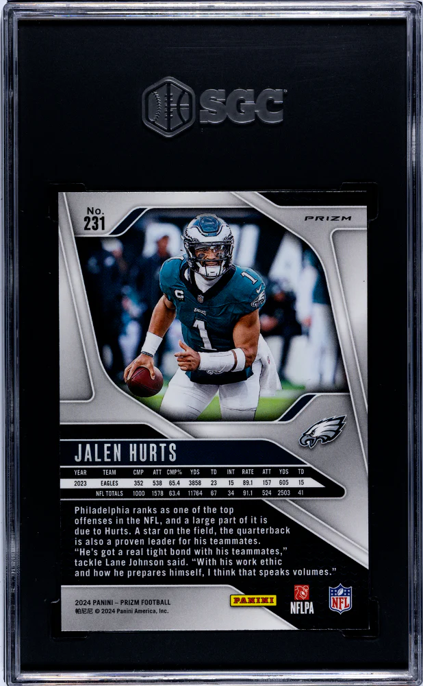 JALEN HURTS #231 2024 PANINI PRIZM GREEN WAVE PRIZM SGC 10 GEM - Image 2