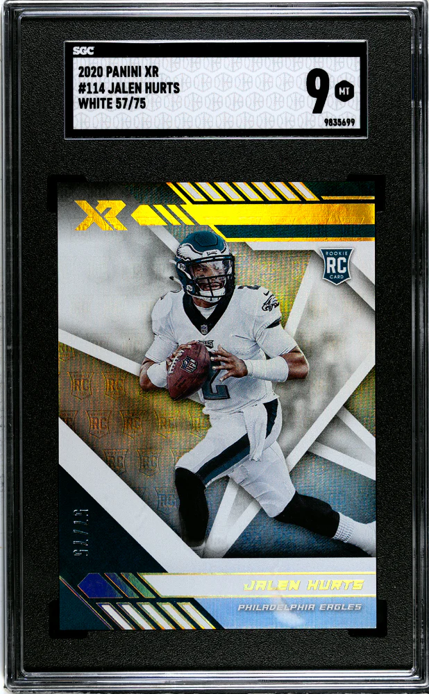 JALEN HURTS #114 2020 PANINI XR WHITE /75 SGC 9 MT