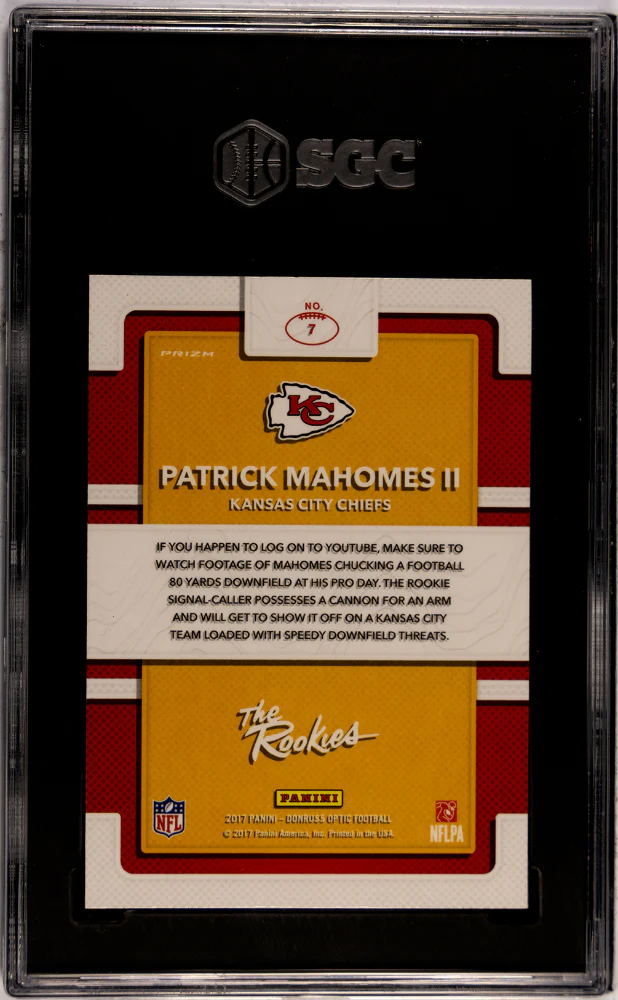 PATRICK MAHOMES II #7 2017 DONRUSS OPTIC THE ROOKIES SGC 8 NM, MT - Image 2