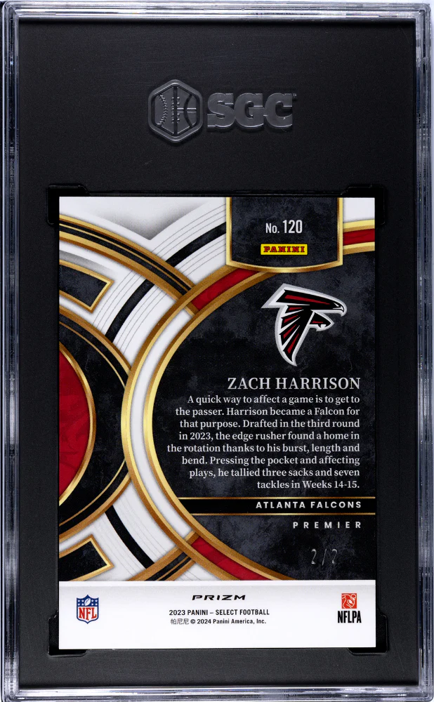 ZACH HARRISON #120 2023 PANINI SELECT GREEN/BLACK SNAKESKIN PRIZM /2 SGC 9 MT - Image 2