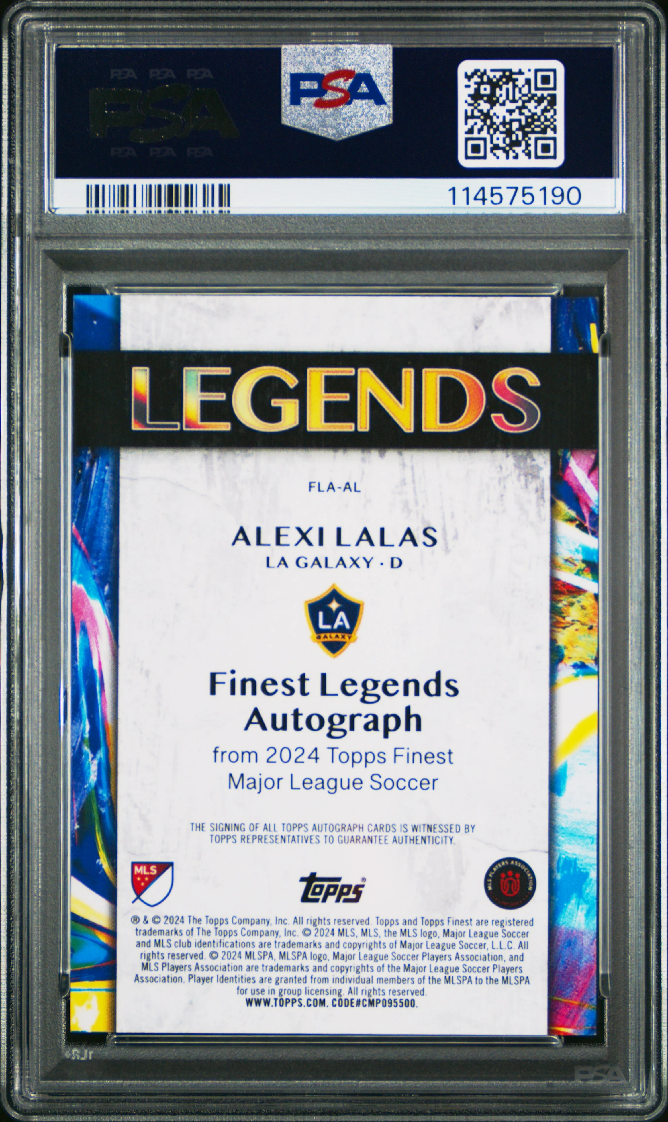 ALEXI LALAS | 2024 TOPPS FINEST MLS FINEST LEGENDS AUTOGRAPHS FLAAL | PSA MINT 9 - Image 2