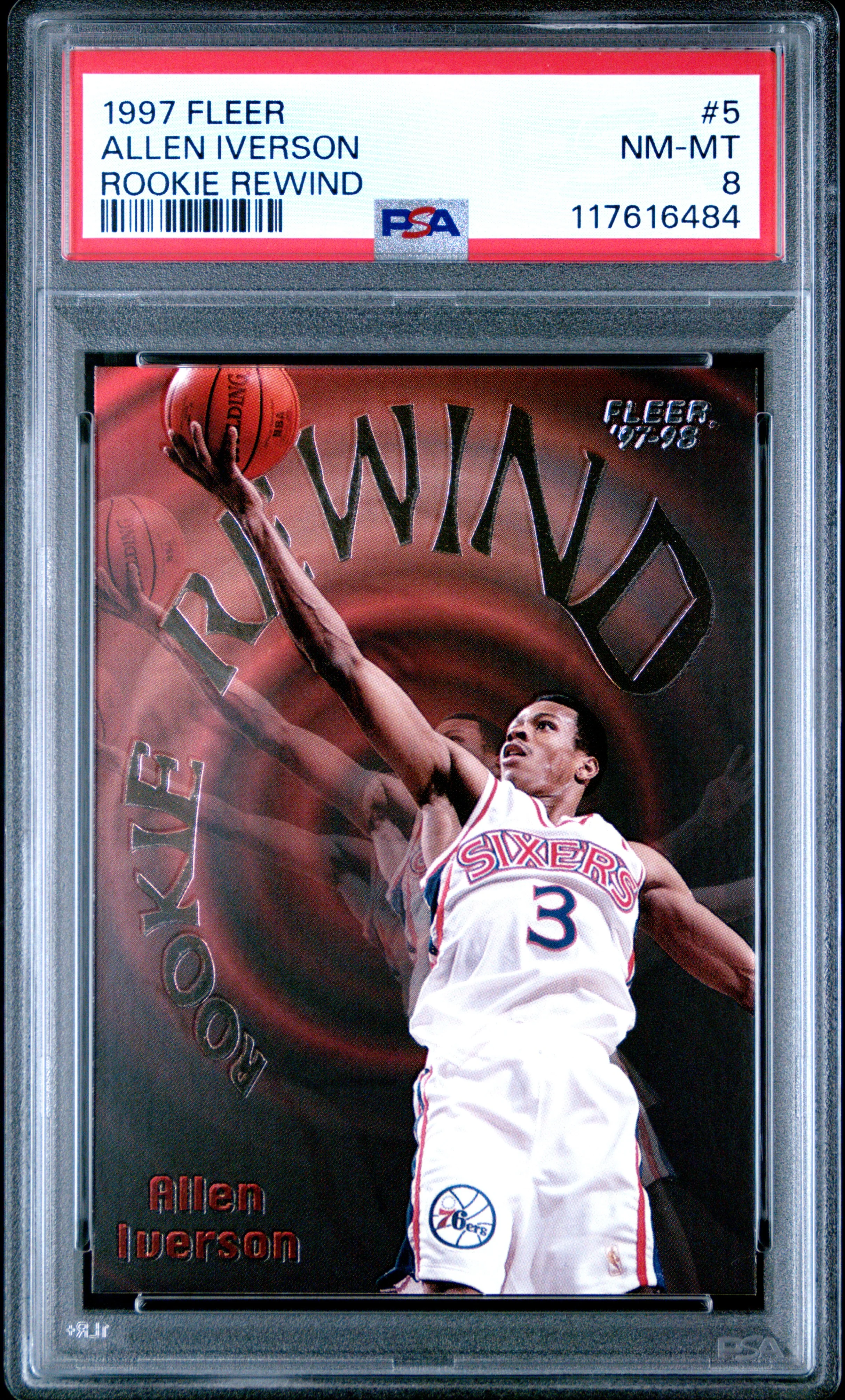 ALLEN IVERSON | 1997 FLEER ROOKIE REWIND 5 | ROOKIE REWIND | PSA NM-MT 8