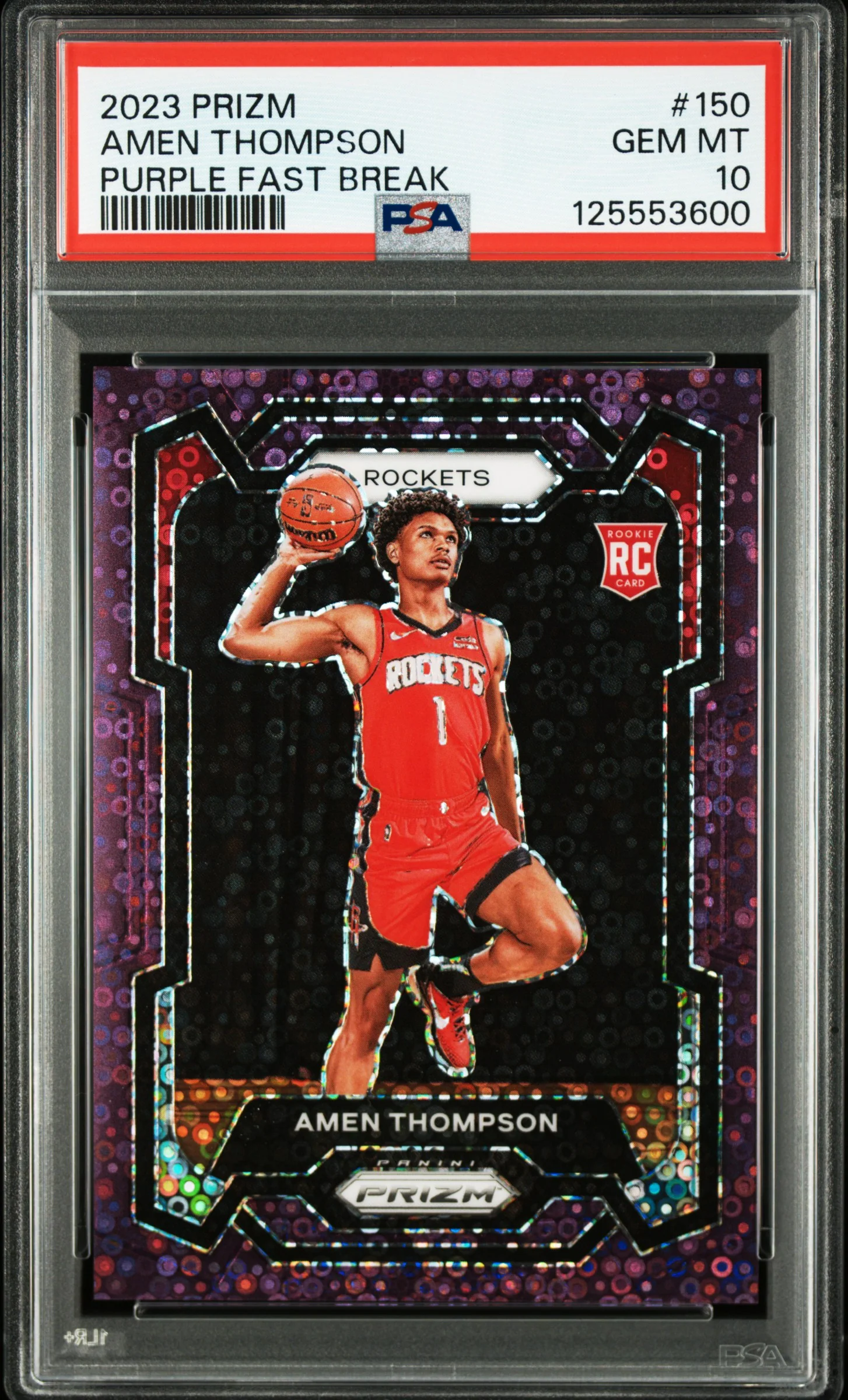 AMEN THOMPSON | 2023 PANINI PRIZM 150 | PURPLE FAST BREAK | PSA GEM MT 10