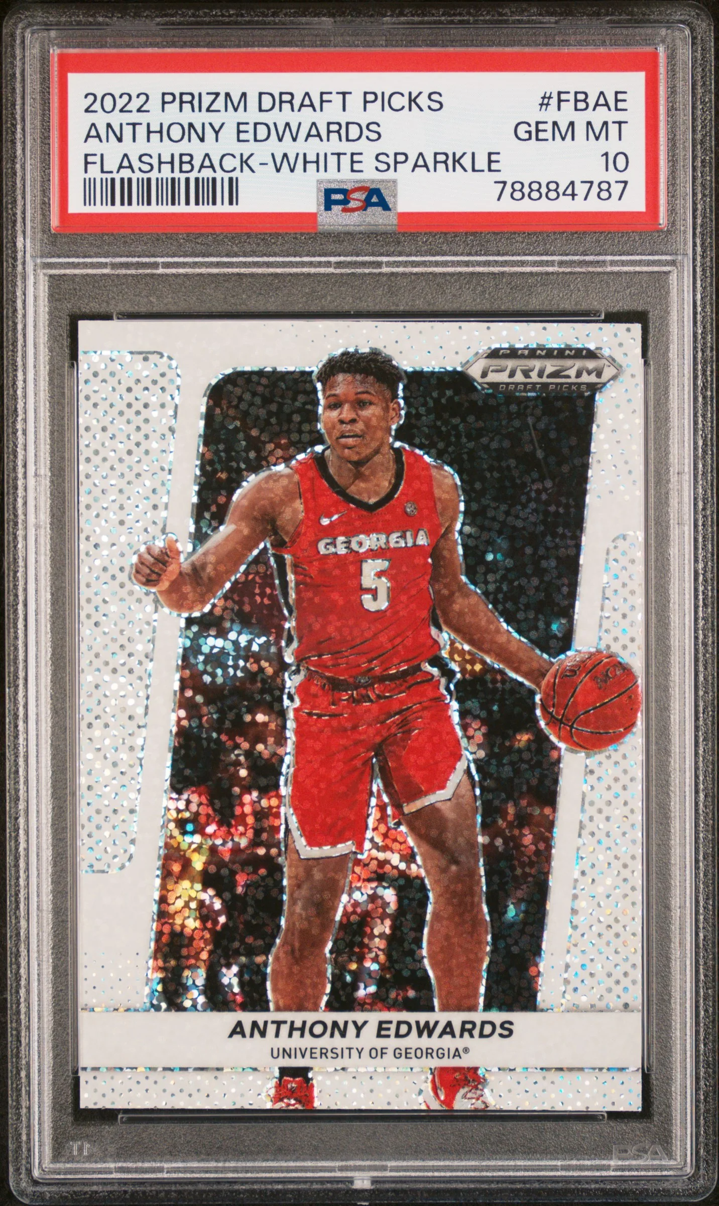 ANTHONY EDWARDS | 2022-23 PANINI PRIZM DRAFT PICKS FLASHBACK FBAE | FLASHBACK-WHITE SPARKLE | PSA GEM MT 10