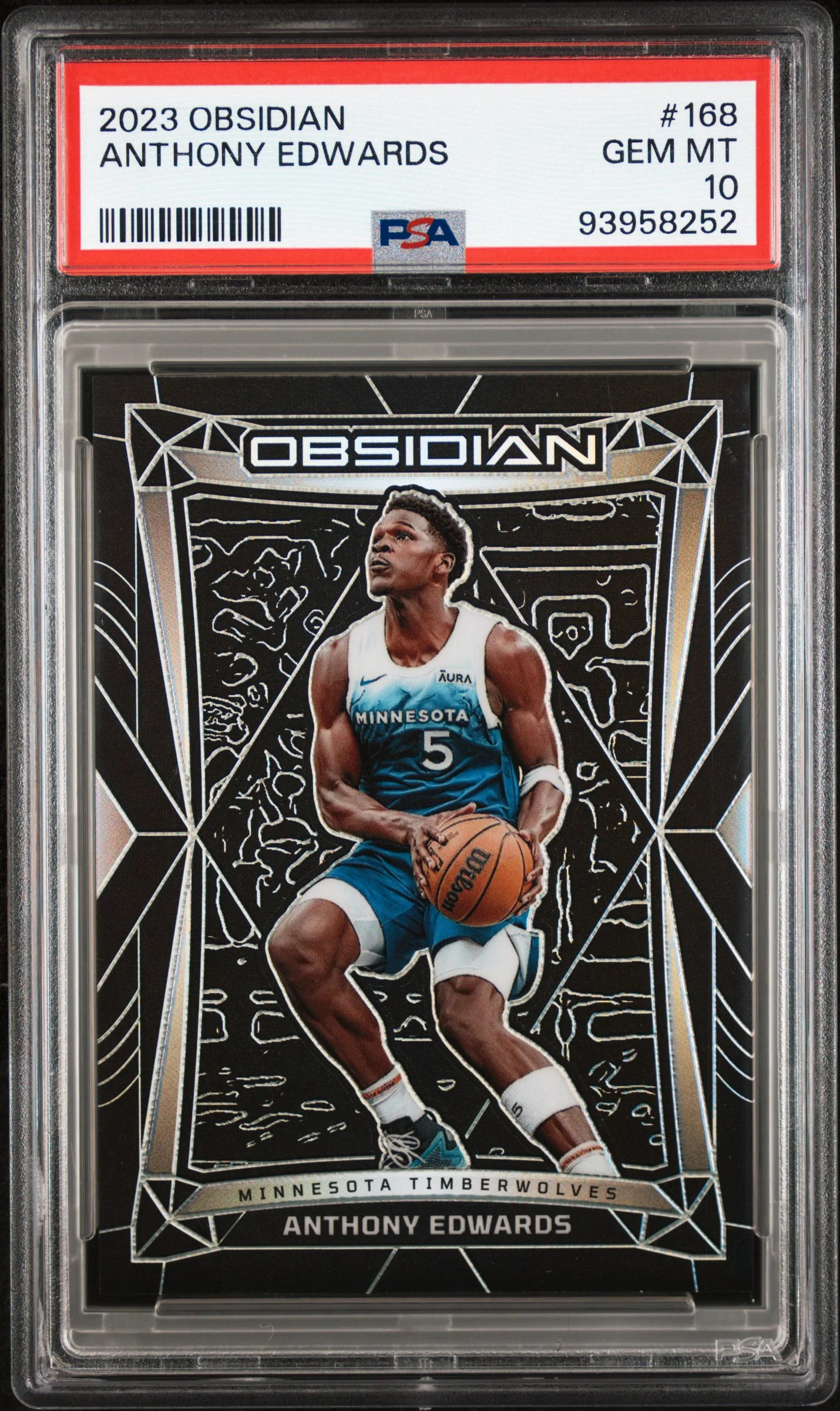 ANTHONY EDWARDS | 2023 PANINI OBSIDIAN 168 | PSA GEM MT 10