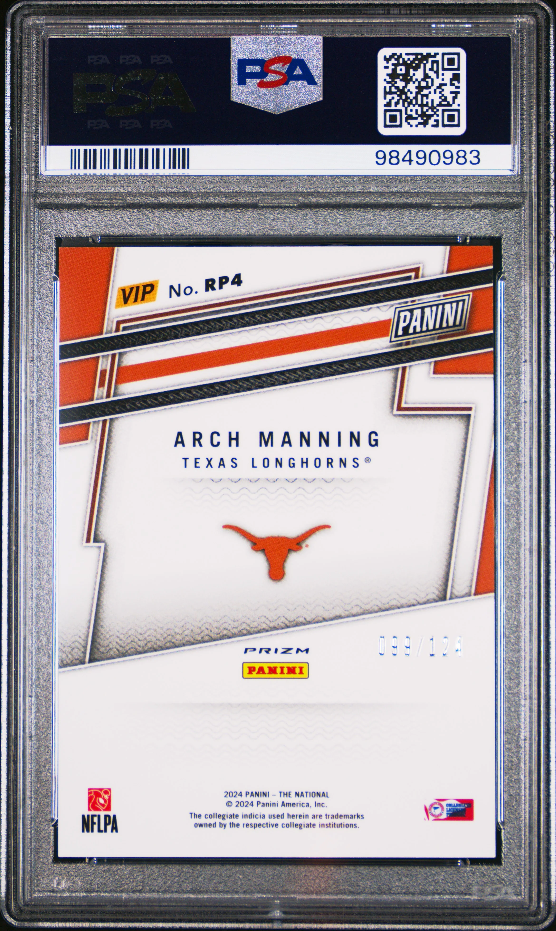 ARCH MANNING | 2024 PANINI NATIONAL SPORTS COLLECTORS CONVENTION VIP GOLD PROSPECTS RP4 | PROSPECTS-BLUE SPARKLE | PSA GEM MT 10 - Image 2