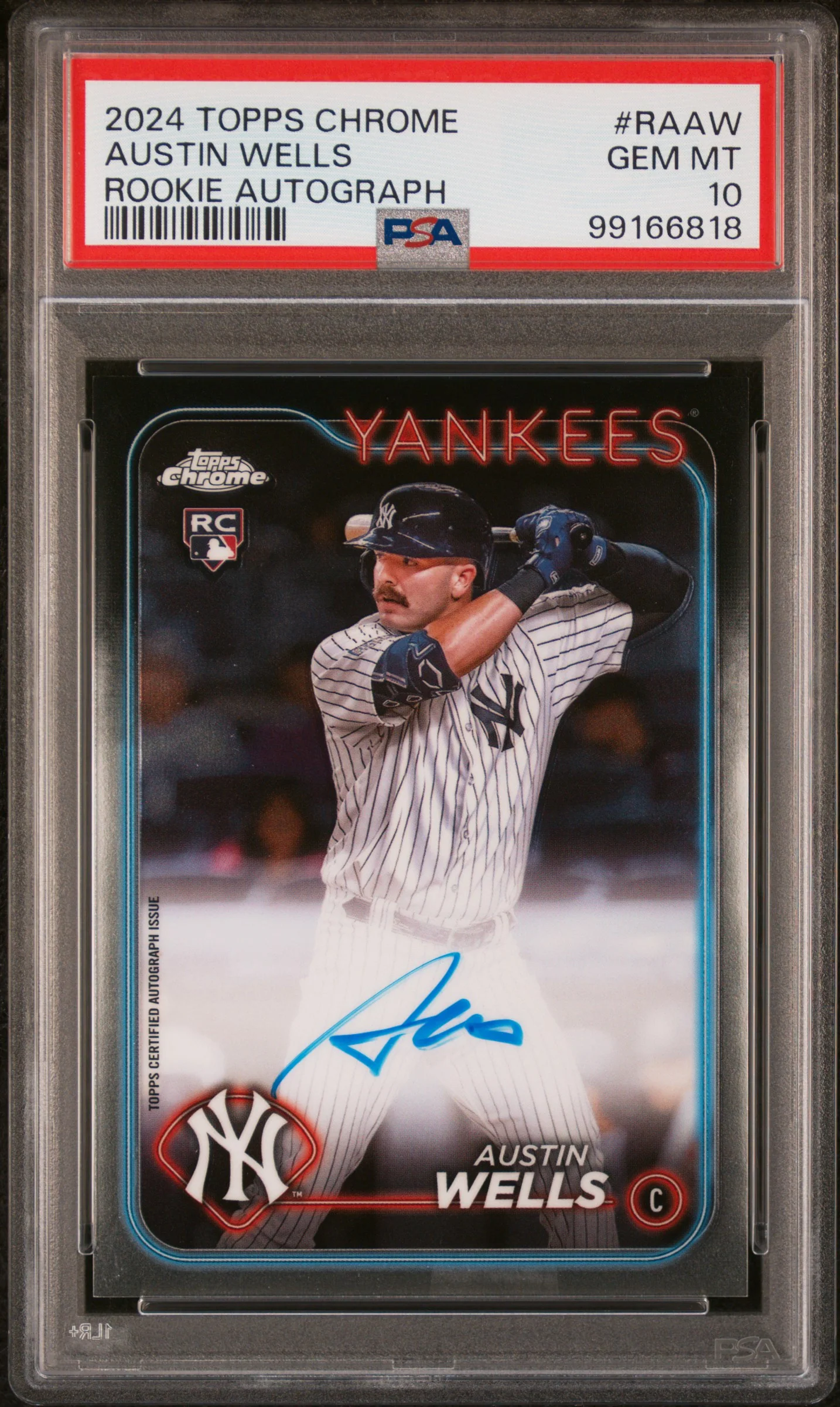AUSTIN WELLS | 2024 TOPPS CHROME ROOKIE AUTOGRAPHS RAAW | PSA GEM MT 10