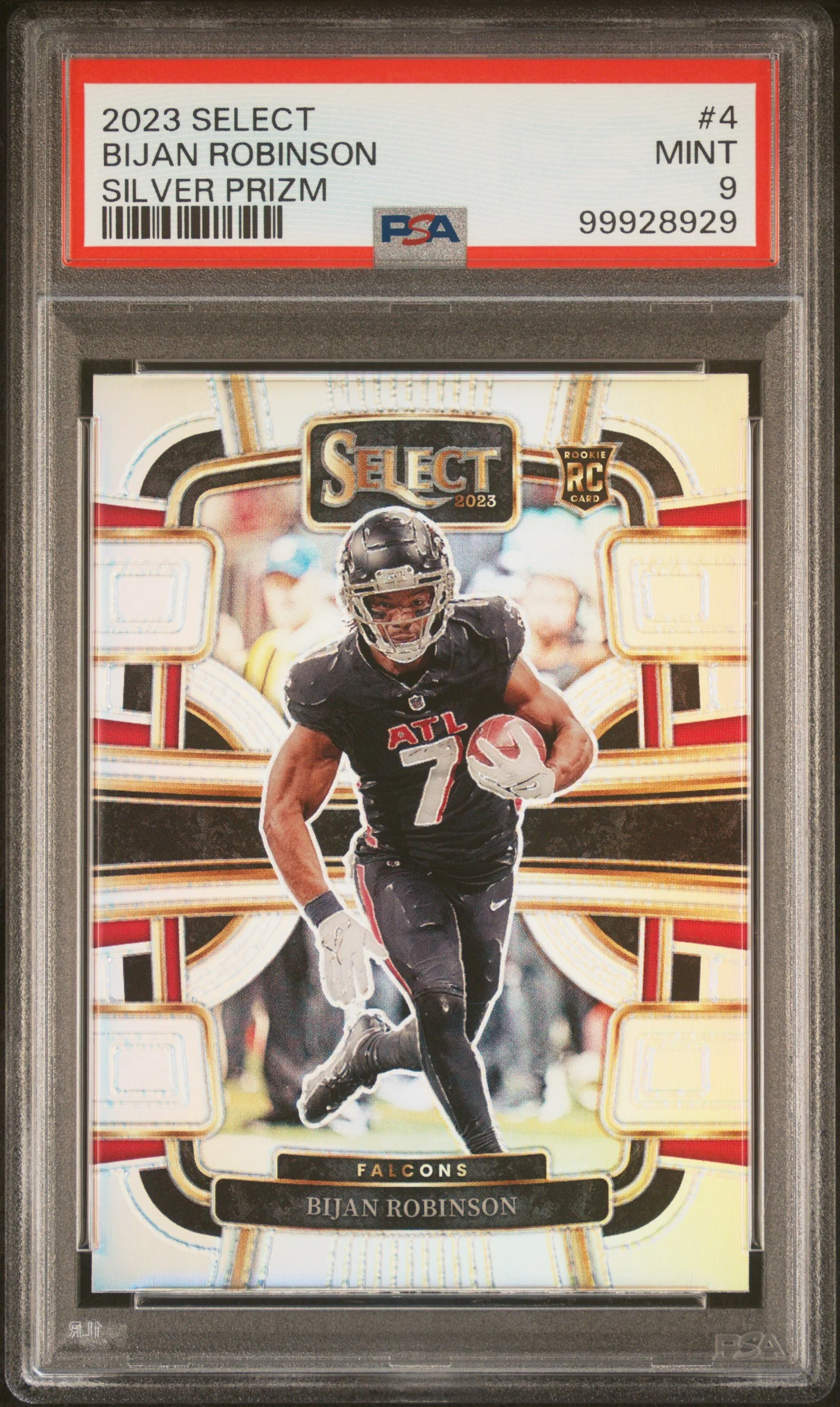 BIJAN ROBINSON | 2023 PANINI SELECT 4 | SILVER PRIZM | PSA MINT 9