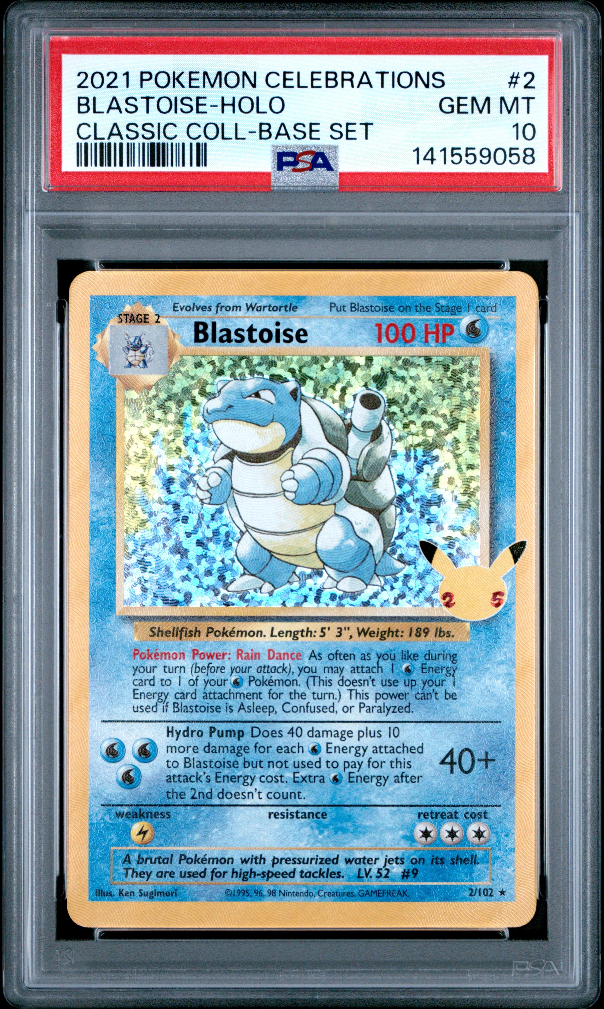 BLASTOISE-HOLO | 2021 POKEMON CELEBRATIONS CLASSIC COLLECTION 2 | CLASSIC COLL-BASE SET | PSA GEM MT 10
