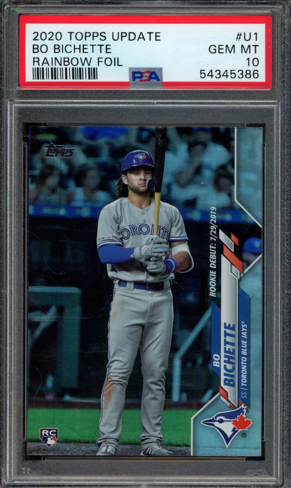 BO BICHETTE | 2020 TOPPS UPDATE | PSA GEM MT 10
