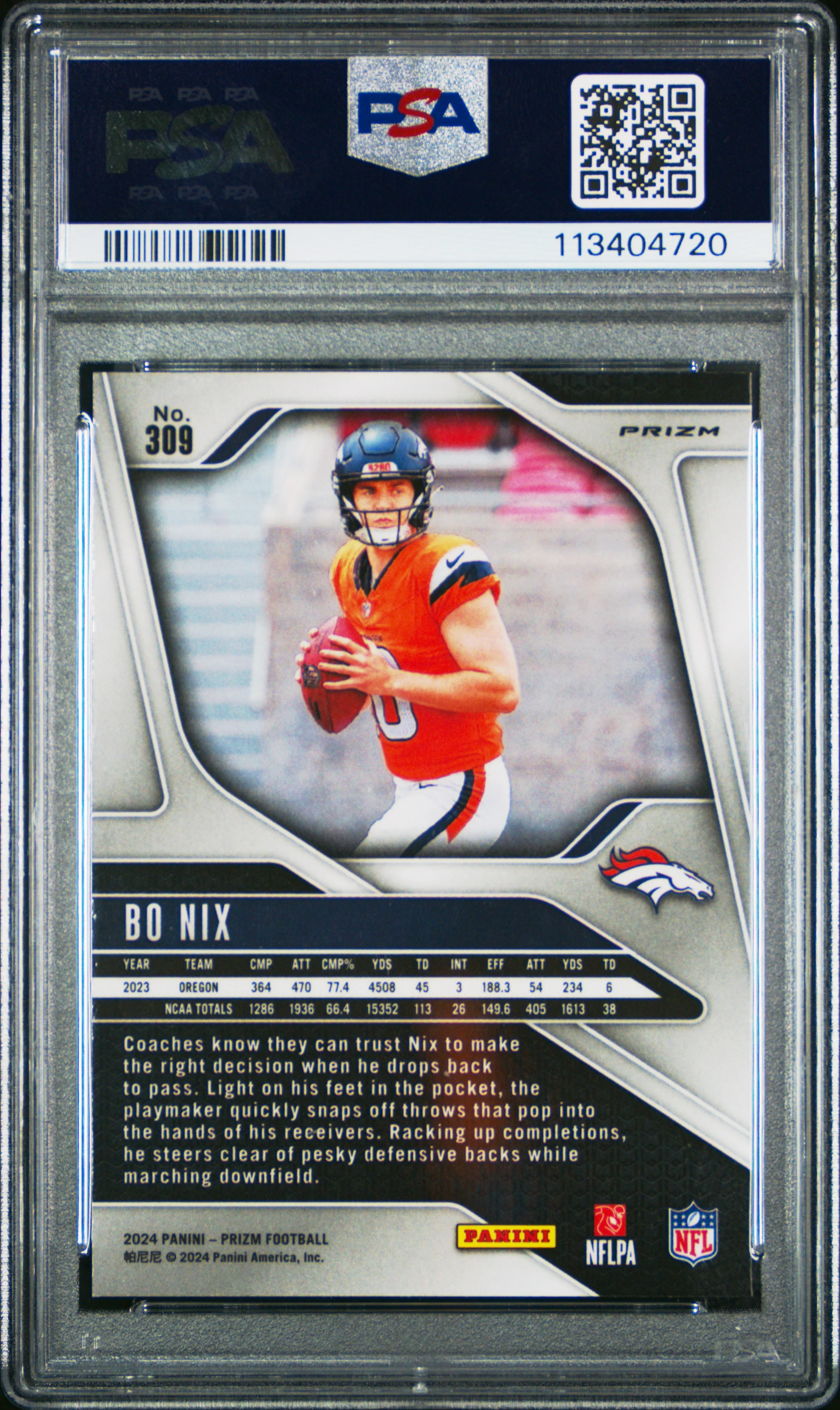 BO NIX | 2024 PANINI PRIZM 309 | RED/WHITE/BLUE PRIZM | PSA MINT 9 - Image 2