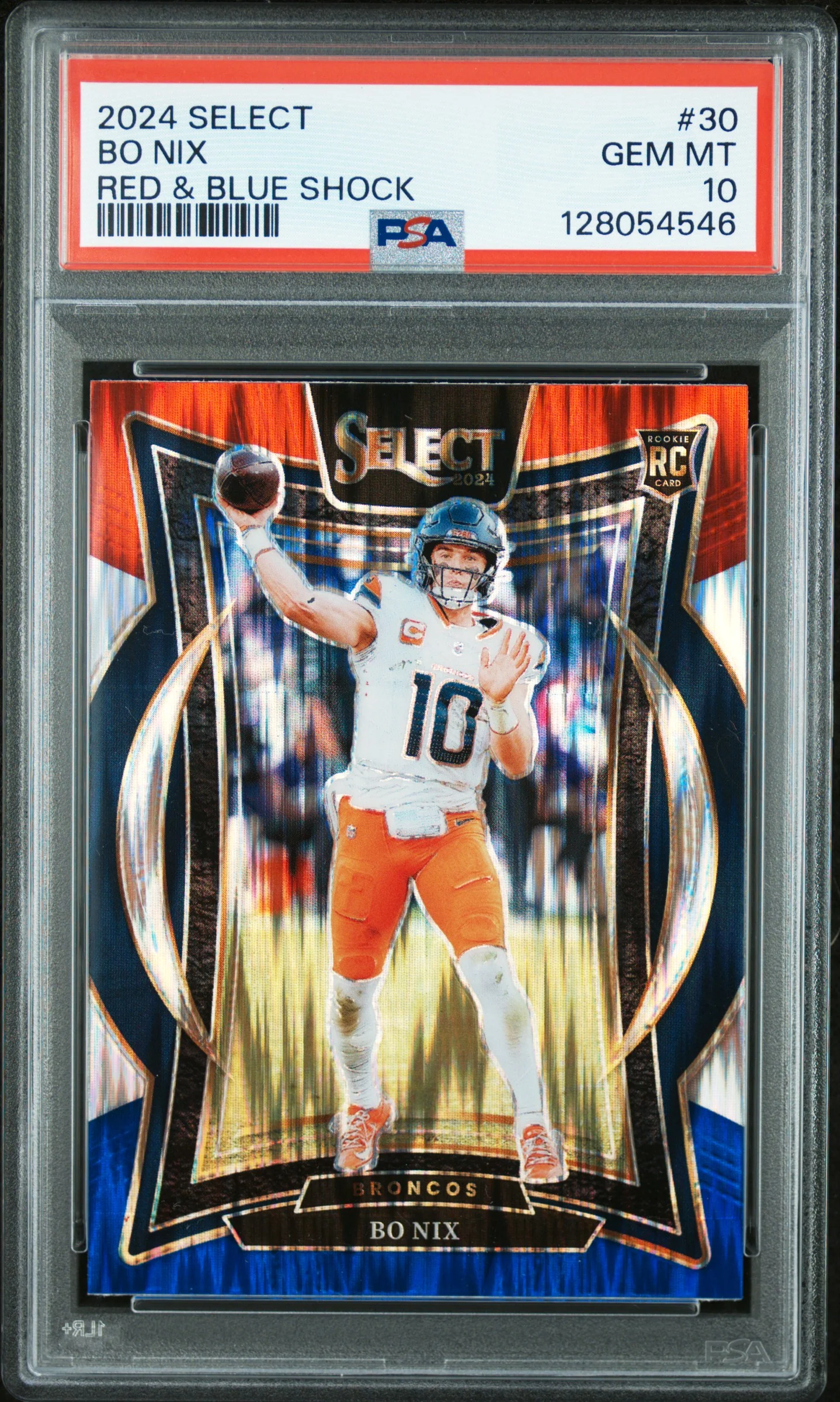 BO NIX | 2024 PANINI SELECT 30 | RED & BLUE SHOCK | PSA GEM MT 10