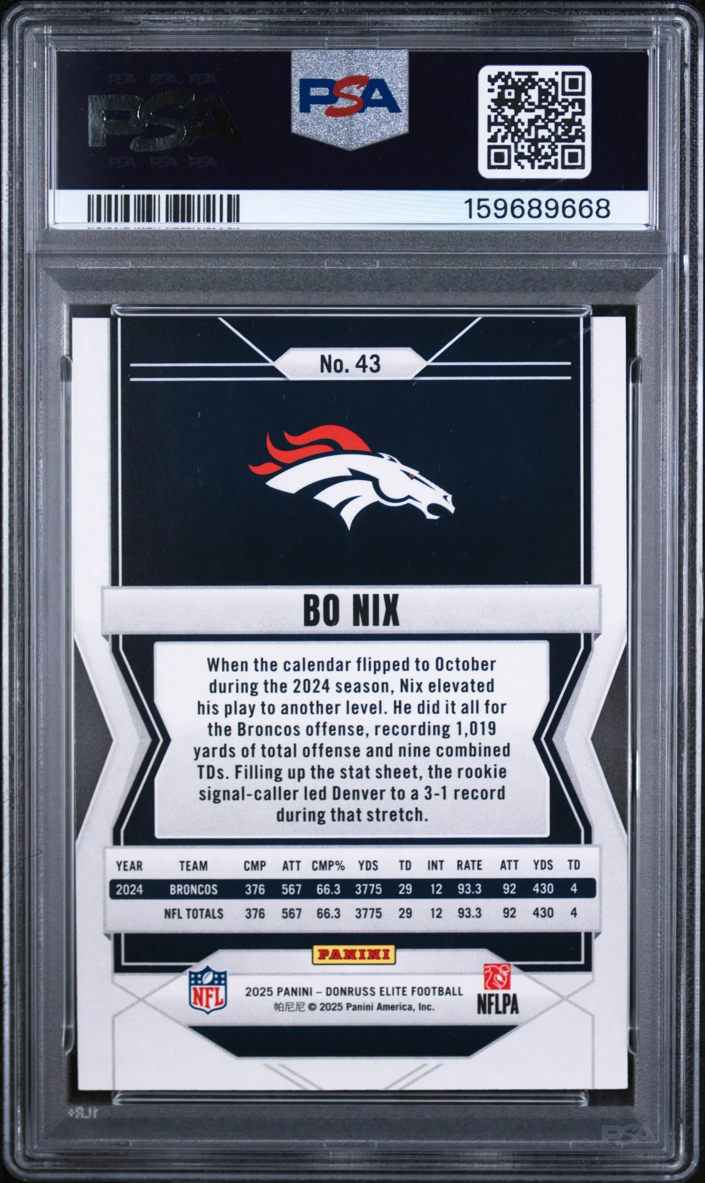 BO NIX | 2025 PANINI DONRUSS ELITE 43 | STATUS METALLIC ORANGE | PSA NM-MT 8 - Image 2