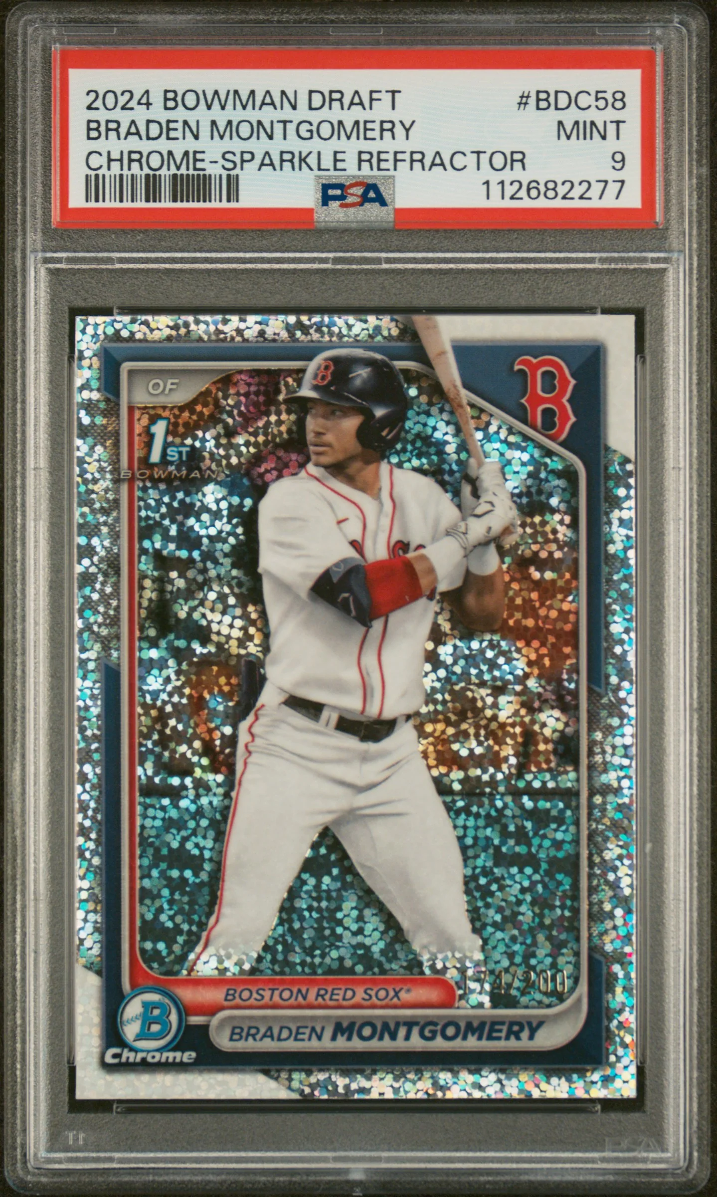 BRADEN MONTGOMERY | 2024 BOWMAN DRAFT BDC58 | CHROME-SPARKLE REFRACTOR | PSA MINT 9