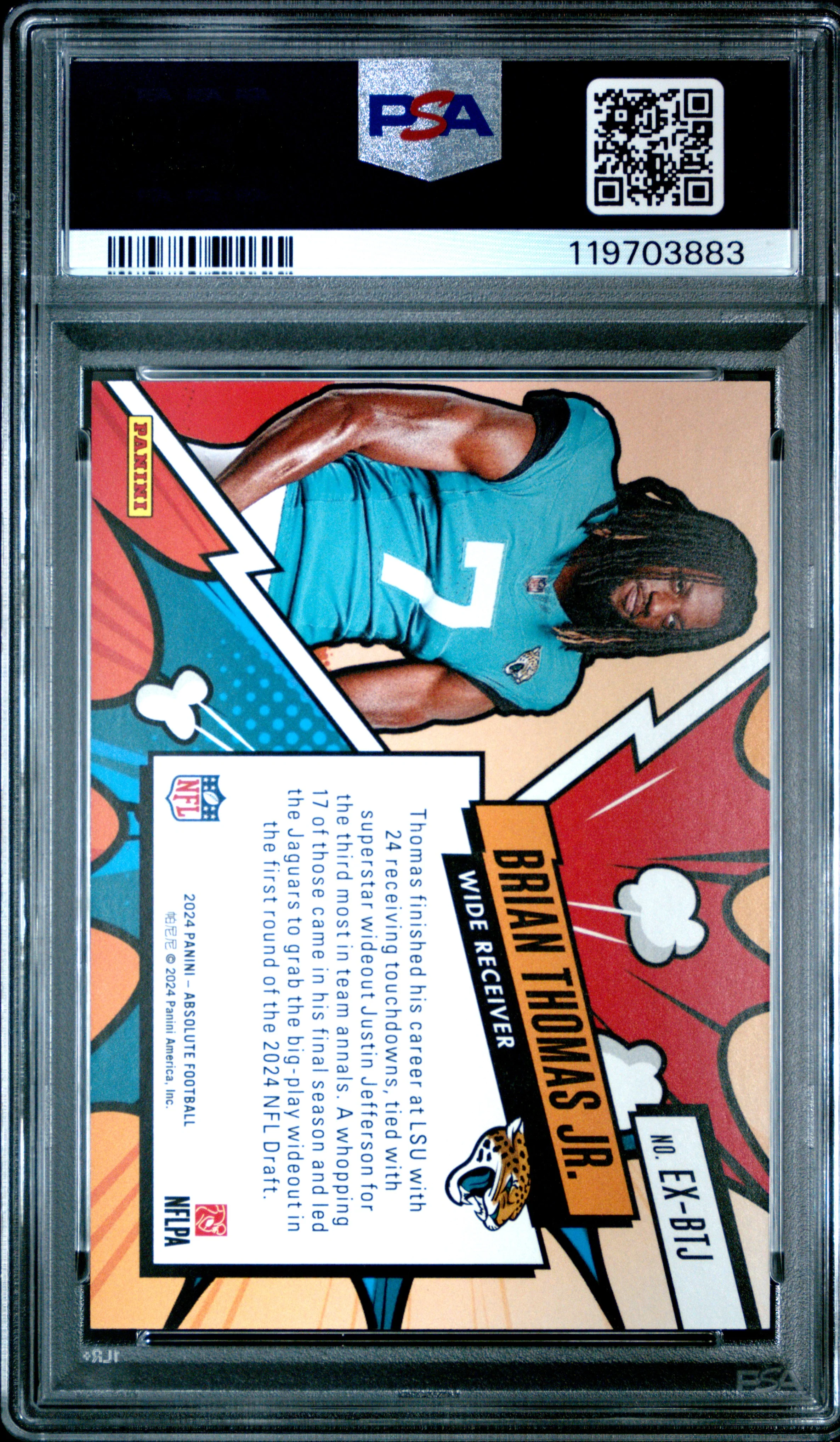 BRIAN THOMAS JR. | 2024 PANINI ABSOLUTE EXPLOSIVE EXBTJ | PSA GEM MT 10 - Image 2