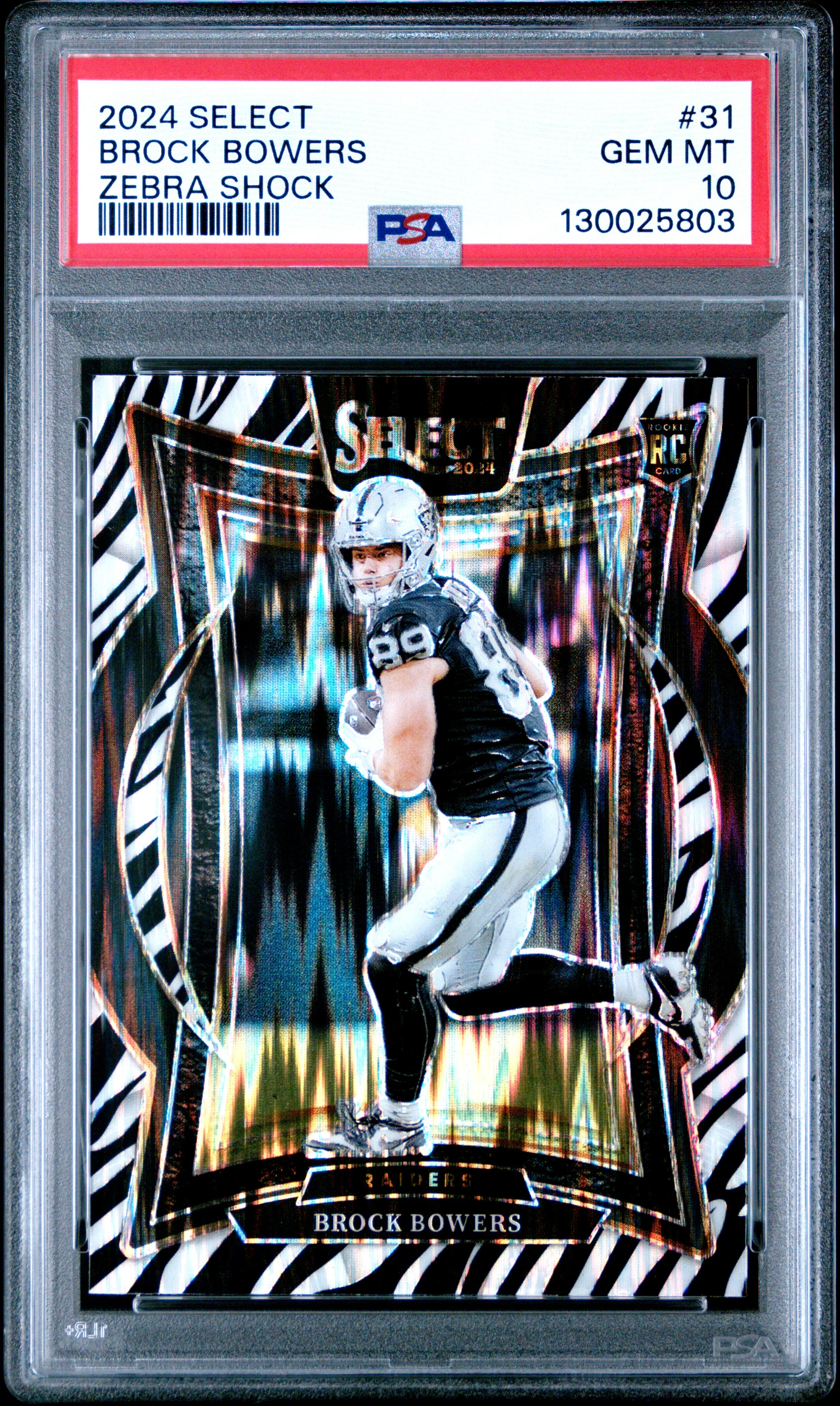 BROCK BOWERS | 2024 PANINI SELECT 31 | ZEBRA SHOCK | PSA GEM MT 10