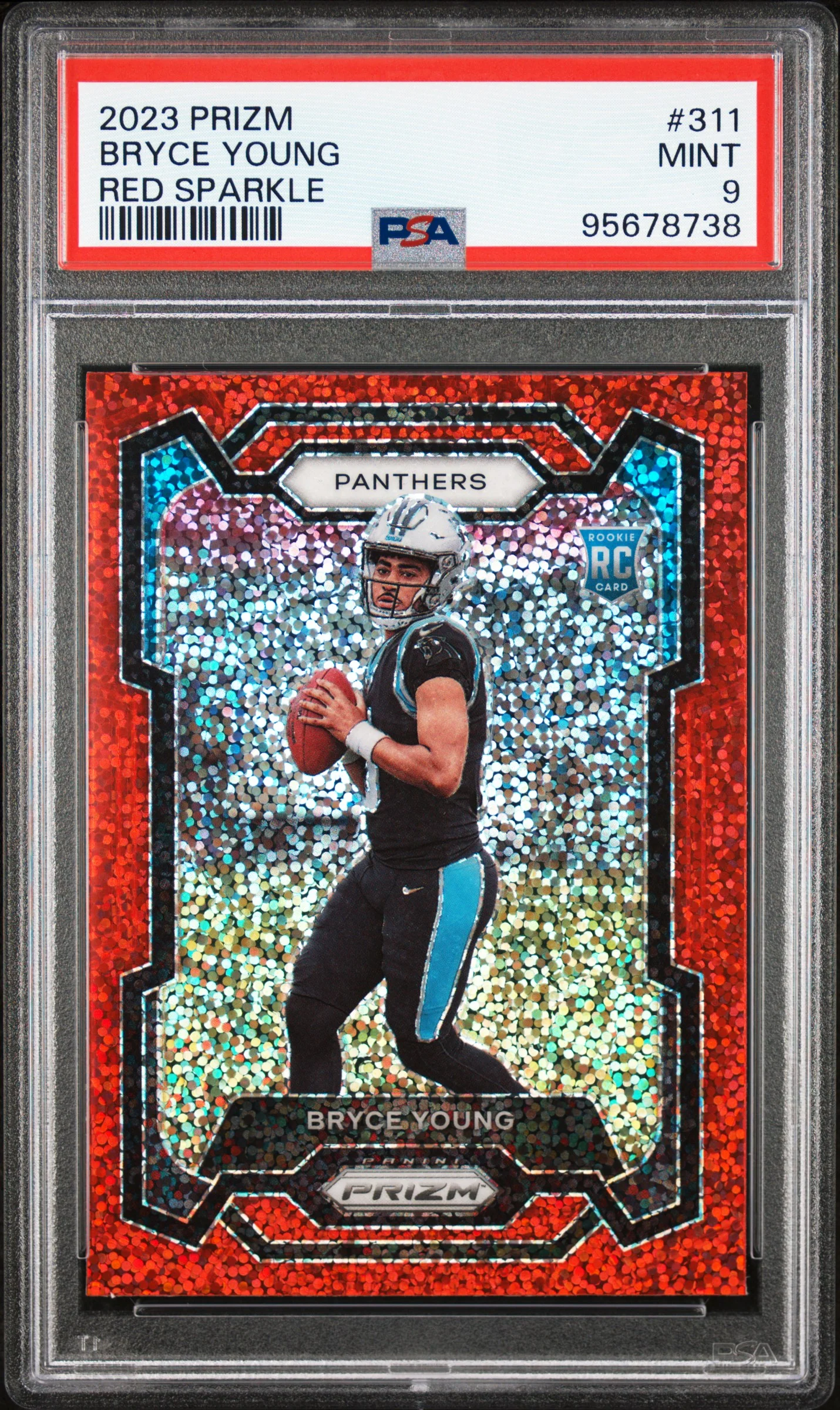 BRYCE YOUNG | 2023 PANINI PRIZM 311 | RED SPARKLE | PSA MINT 9