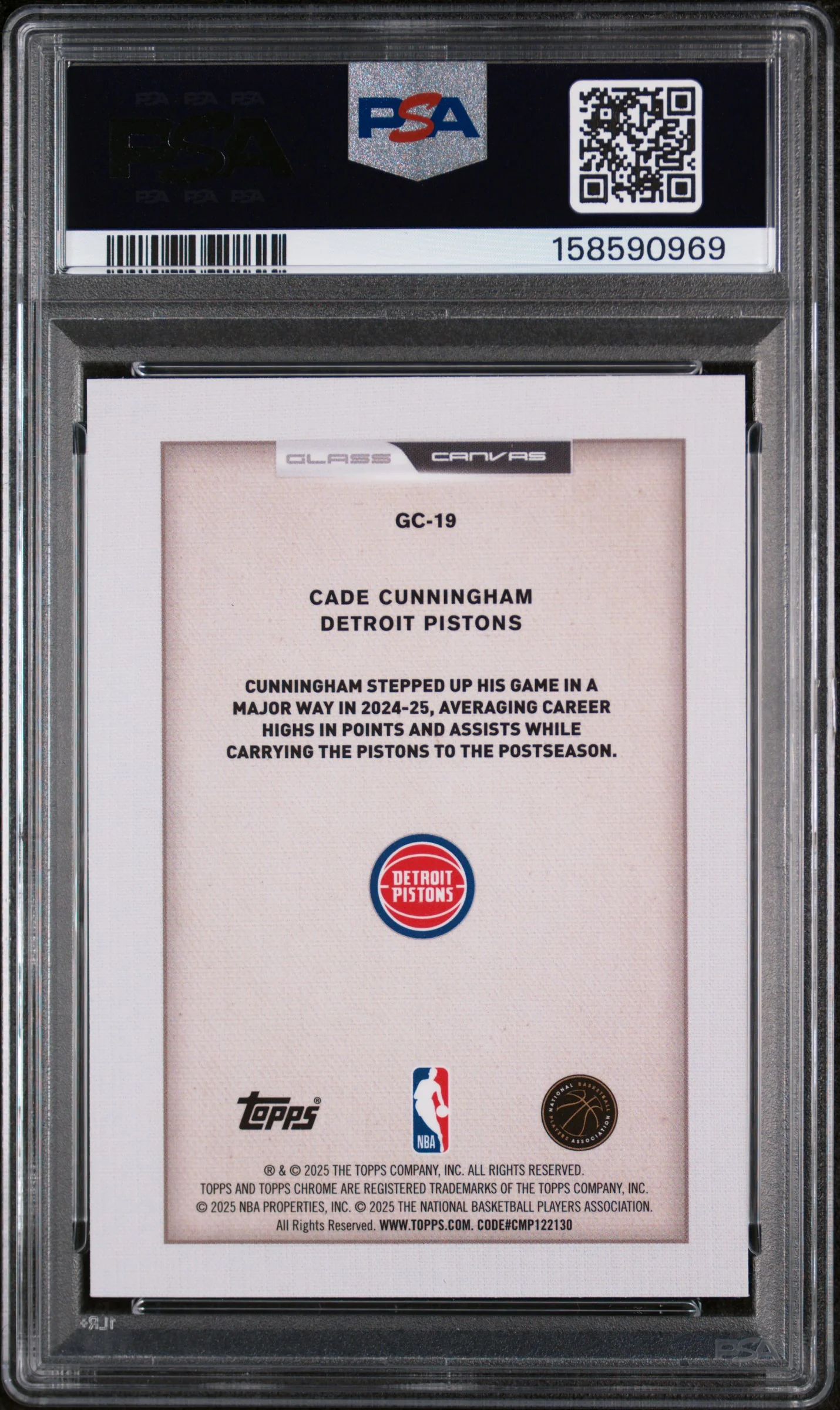 CADE CUNNINGHAM | 2025 TOPPS CHROME GLASS CANVAS GC-19 | PSA NM-MT 8 - Image 2
