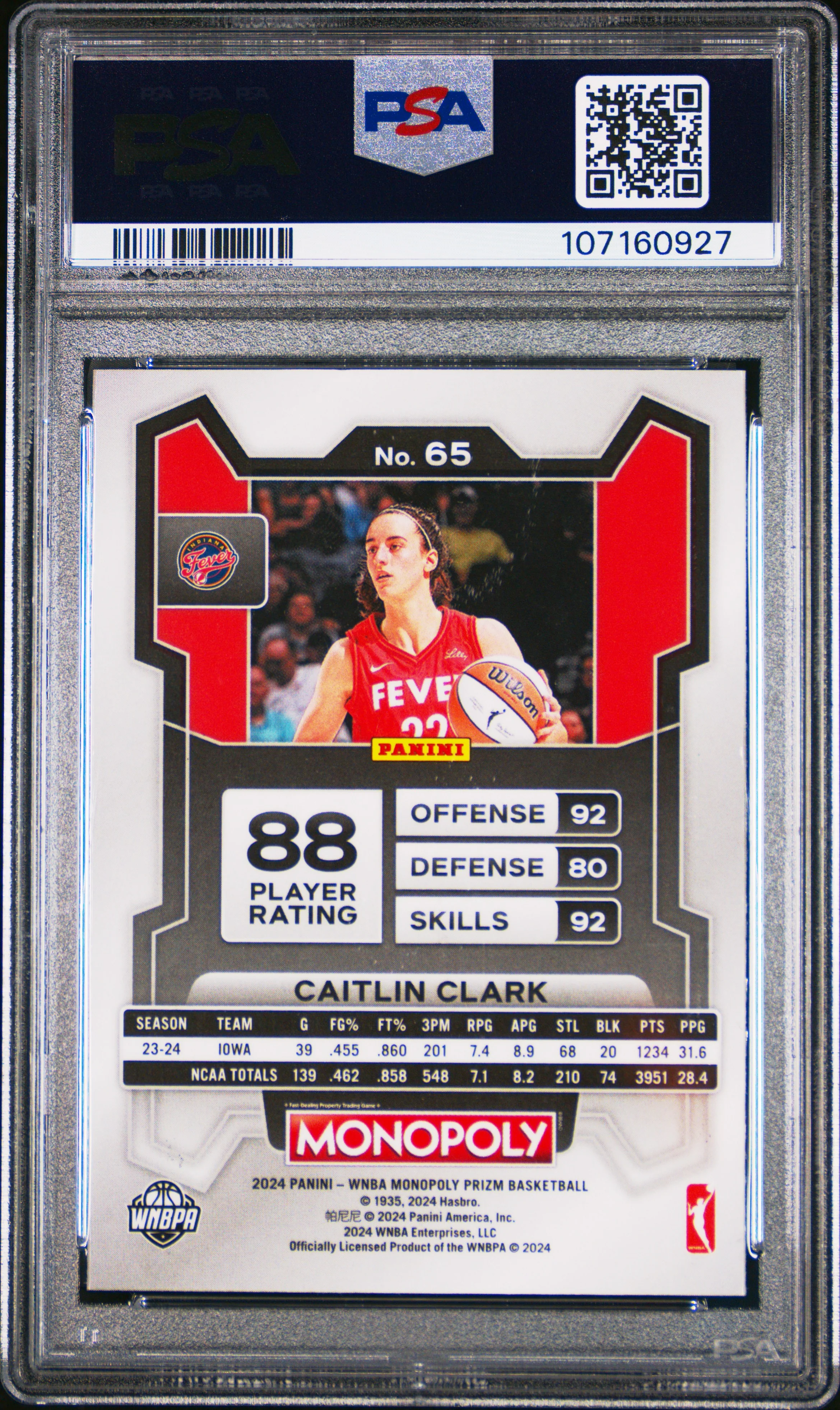 CAITLIN CLARK | 2024 PANINI PRIZM MONOPOLY WNBA 65 | PSA MINT 9 - Image 2