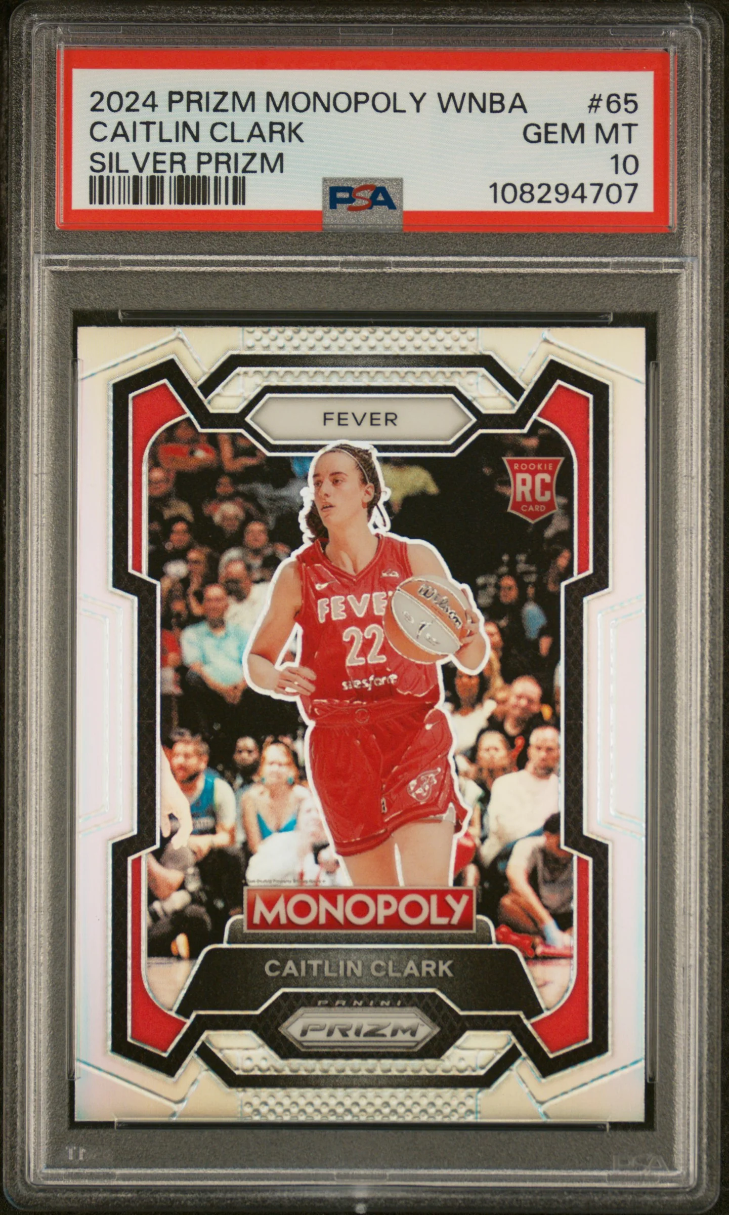 CAITLIN CLARK | 2024 PANINI PRIZM MONOPOLY WNBA 65 | SILVER PRIZM | PSA GEM MT 10