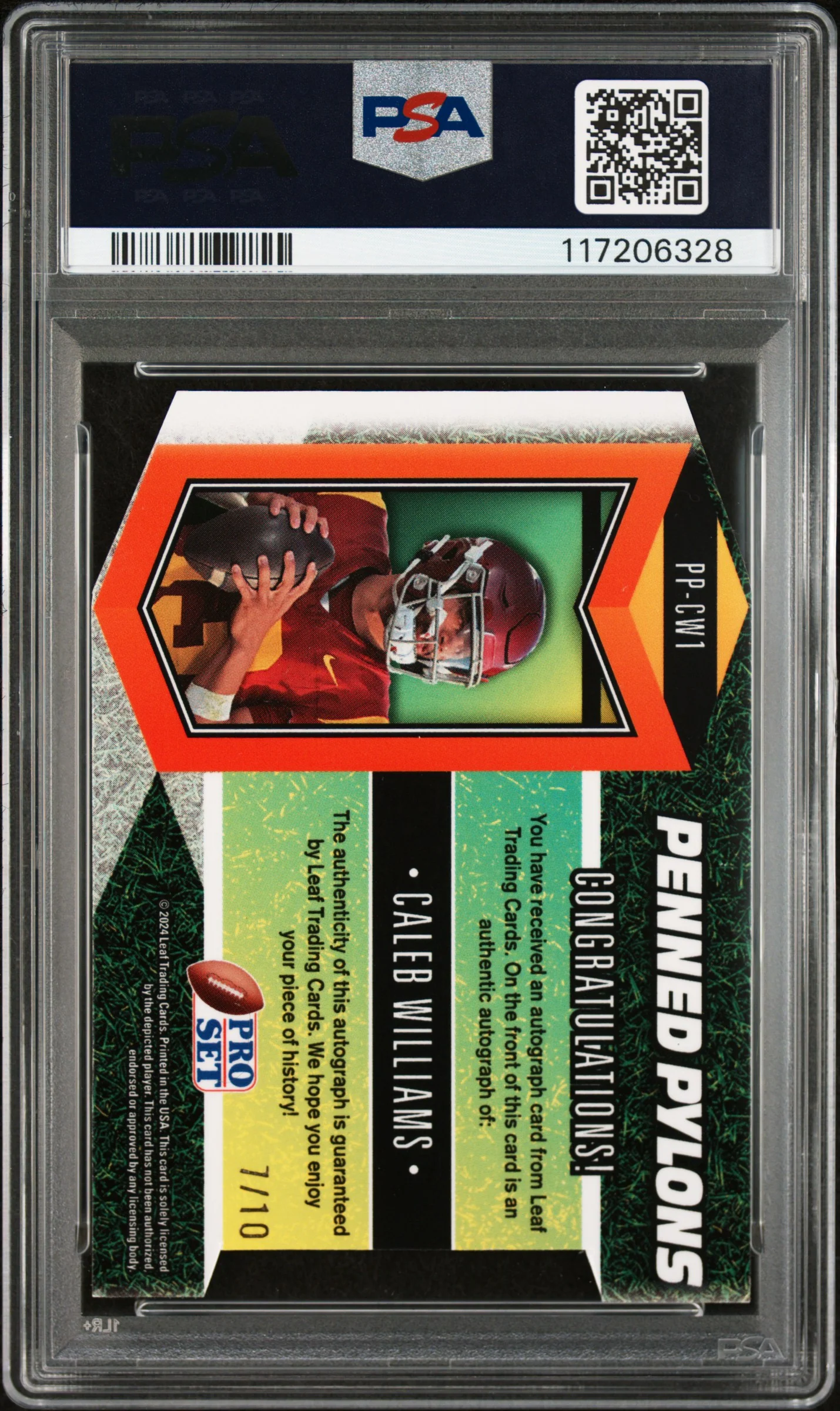 CALEB WILLIAMS | 2024 LEAF PRO SET METAL PENNED PYLONS AUTOGRAPHS PPCW1 | PSA EX-MT 6 - Image 2