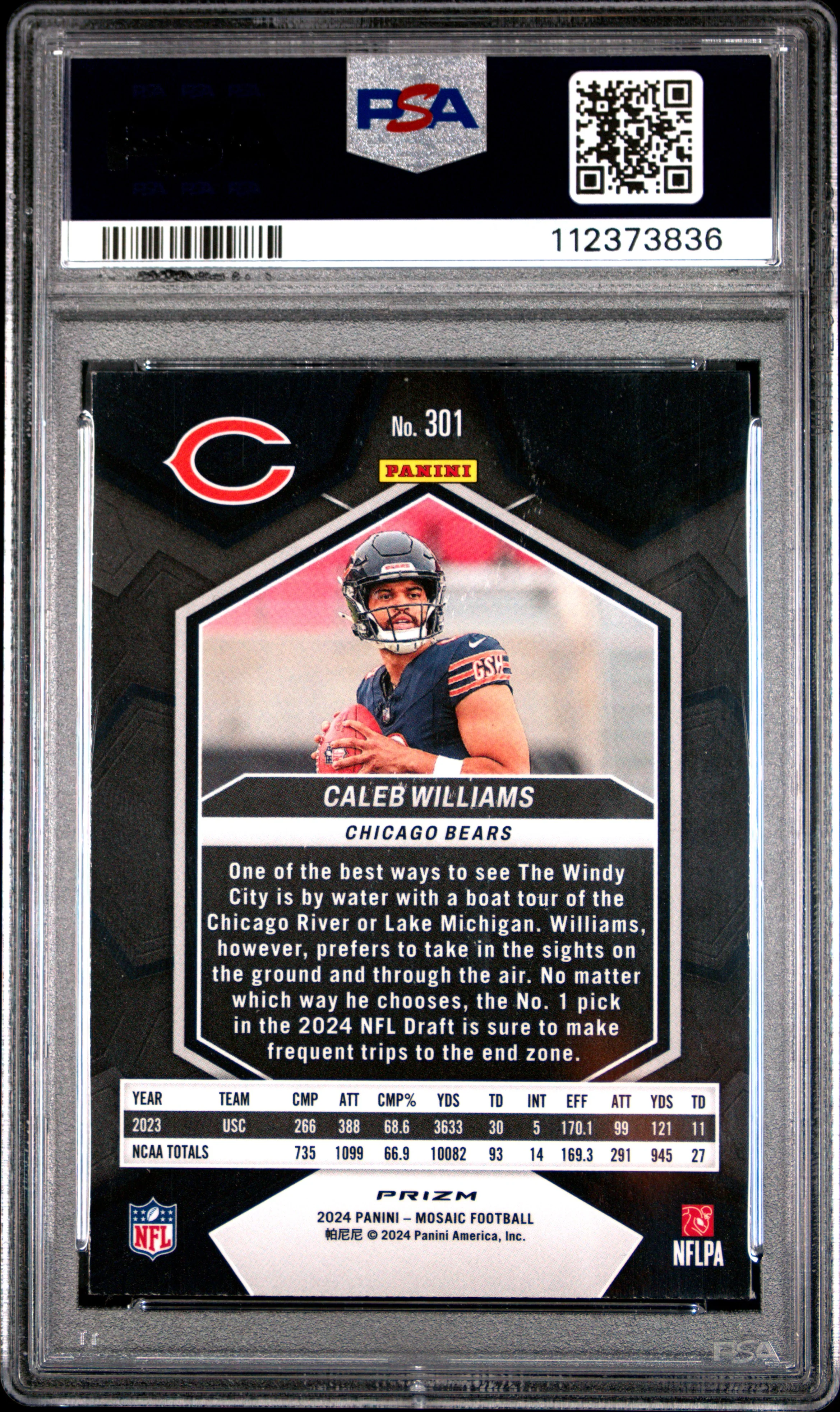 CALEB WILLIAMS | 2024 PANINI MOSAIC 301 | RED & GREEN CHOICE | PSA GEM MT 10 - Image 2