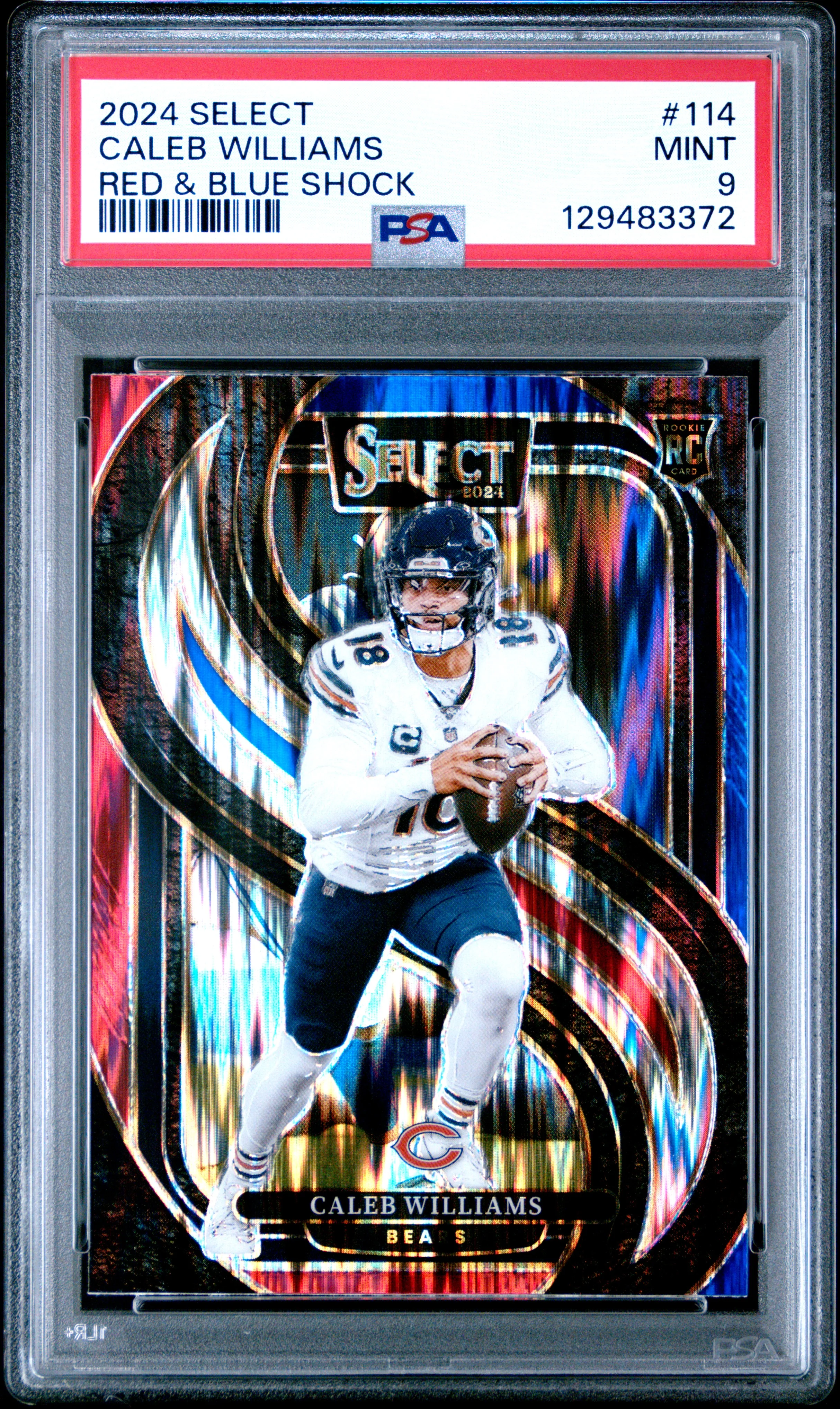 CALEB WILLIAMS | 2024 PANINI SELECT 114 | RED & BLUE SHOCK | PSA MINT 9