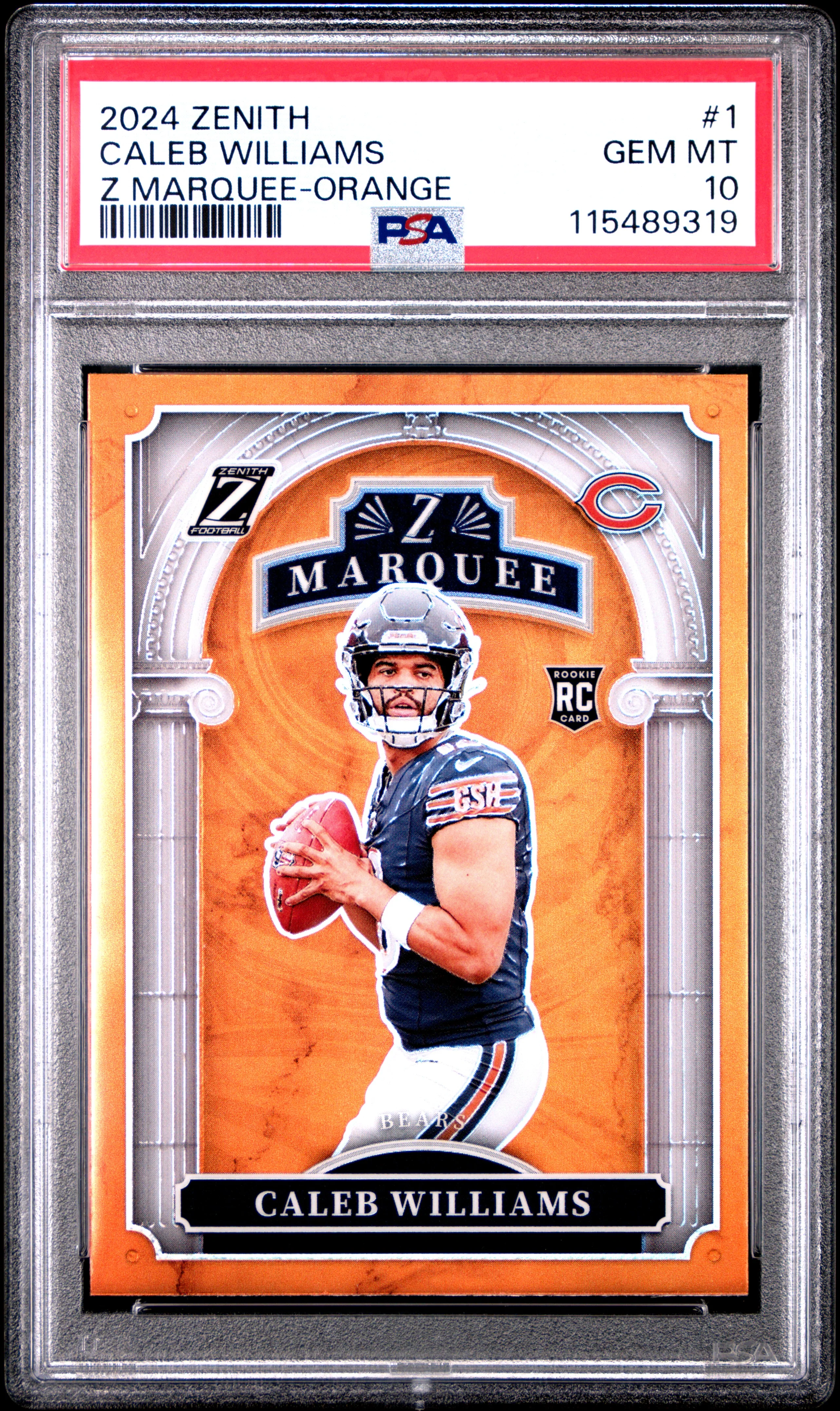 CALEB WILLIAMS | 2024 PANINI ZENITH Z MARQUEE 1 | Z MARQUEE-ORANGE | PSA GEM MT 10