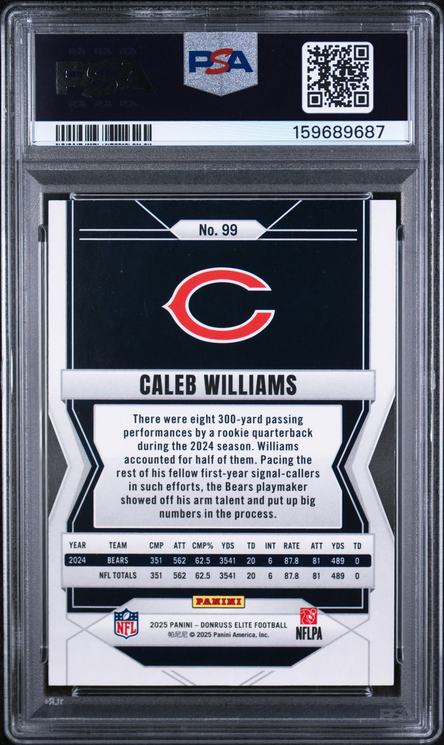 CALEB WILLIAMS | 2025 PANINI DONRUSS ELITE 99 | ASPIRATIONS LIME GREEN | PSA NM-MT 8 - Image 2