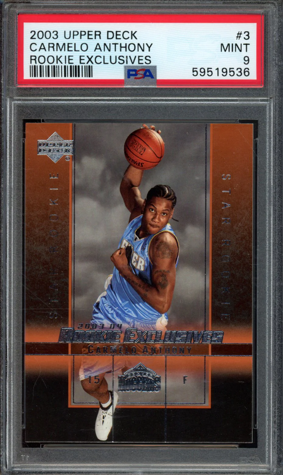 CARMELO ANTHONY | 2003 UPPER DECK ROOKIE EXCLUSIVES | PSA MINT 9