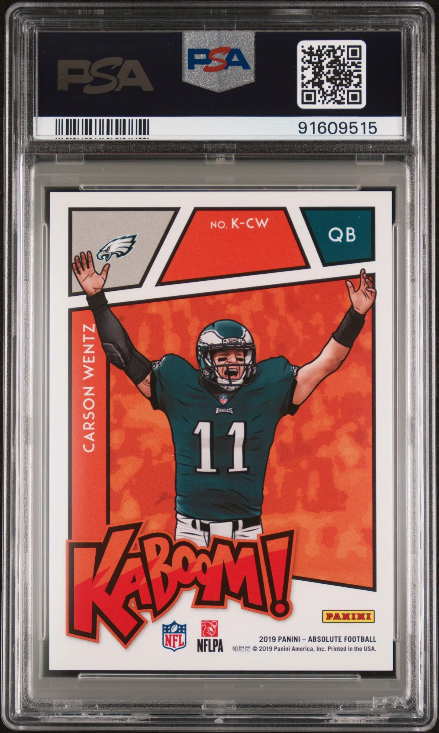 CARSON WENTZ | 2019 PANINI ABSOLUTE KABOOM! K-CW | KABOOM | PSA MINT 9 - Image 2